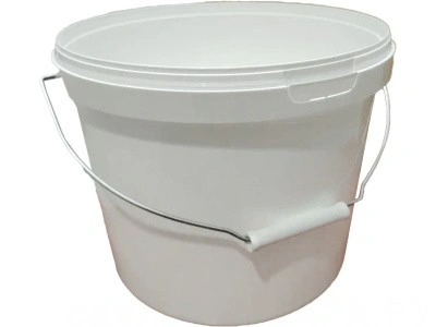 Ведро 10,7л круглое, с металлической ручкой, с белой крышкой, код: 36795