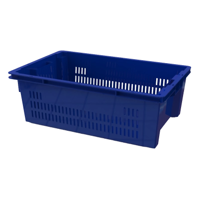 Ящик универсальный пищевой конусный 600х400х200, перфорированные стенки, сплошное дно 