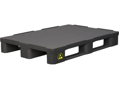 Паллет 1200х800х160 мм (cплошной на3-х полозьях) антистатический черный, арт. IR 1208-1 ESD черный, код: 04386