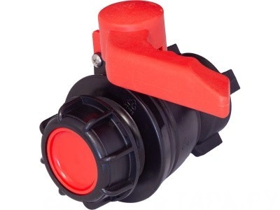 Кран п/э для еврокуба 50x62 с пластик. гайкой, с прокладкой EPDM, с резьбой S60x6, код: 38020