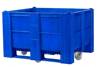 Большой пластиковый контейнер модель 1000-ACE, 1200х1000х800 мм сплошной на колёсах, штабелируемый