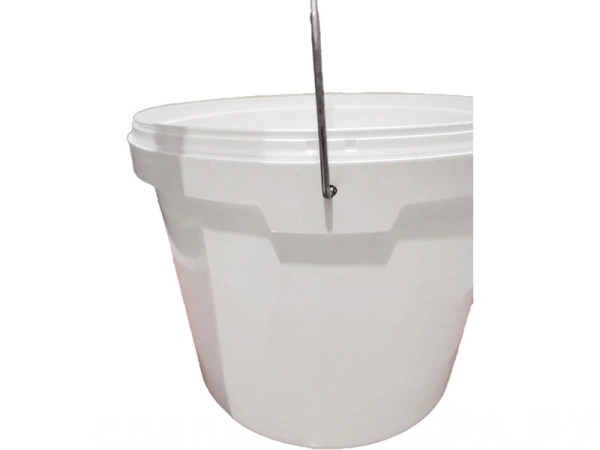 Ведро 10,7л круглое, с металлической ручкой, с белой крышкой, код: 36795