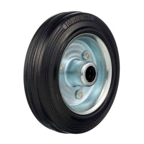 Колесо Стелла-техник 4000-100 диаметр 100мм, под ось 12мм, грузоподъемность 70кг, резина, металл