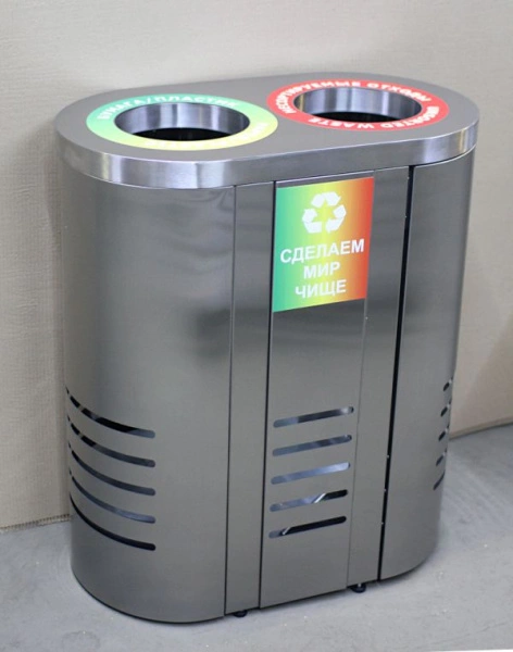 Урна Аврора-2, шлиф. с наклейками, с емкостью 2х38 л