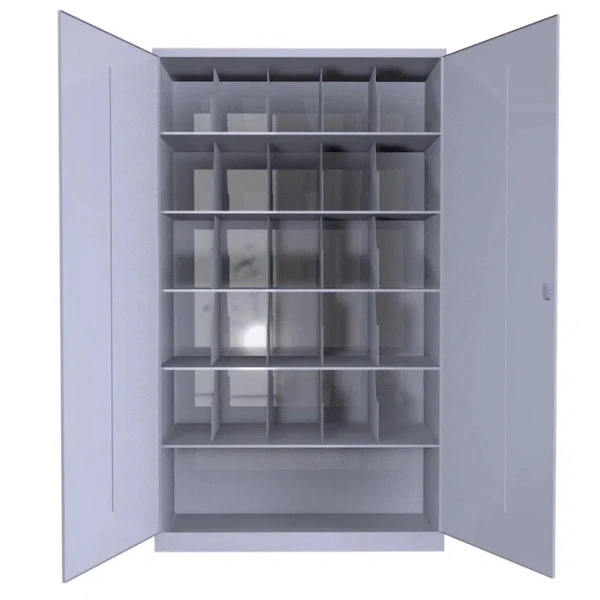 Шкаф для 25 противогазов с дверьми 1500x870x380 мм Светло-серый