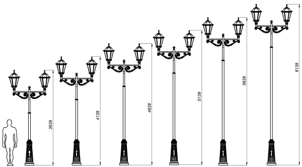 Фонарный столб Л-06-2 со светильниками 4,139 м
