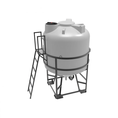 Емкость ЦКТ 5000 л с патрубком 90мм под плотность до 1,2 г/см³ белая в обрешетке с лестницей